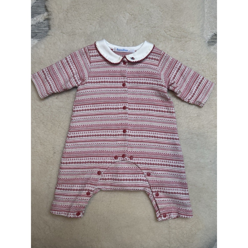 Familiar Baby 60 Fair Isle Knit Romper Floral Peter Pan Collar Japan Cottagecore